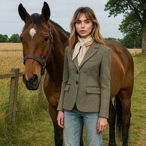 100%cashmere heritage British equestrian brand jacket L